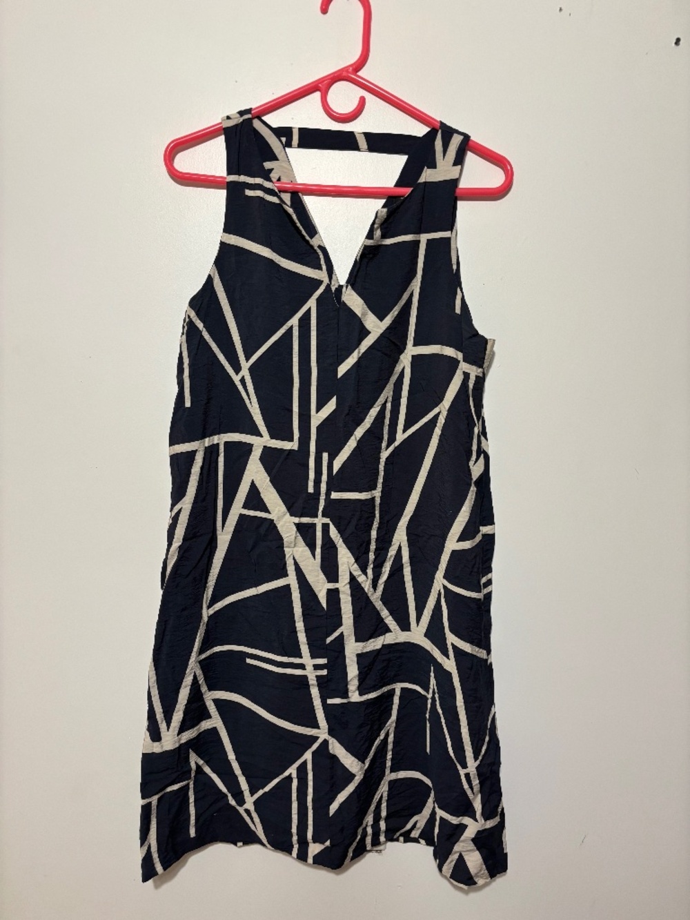 Banana Republic Navy White Striped V Neck Dress Medium Cross Back Sleeveless